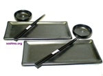 Load image into Gallery viewer, Sushi Dish Set Metallic Black