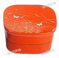 Butterfly Red Lacquer Lunch Bento Box