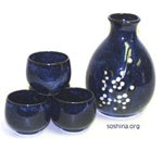 Blue Plum Blossom Sake Set
